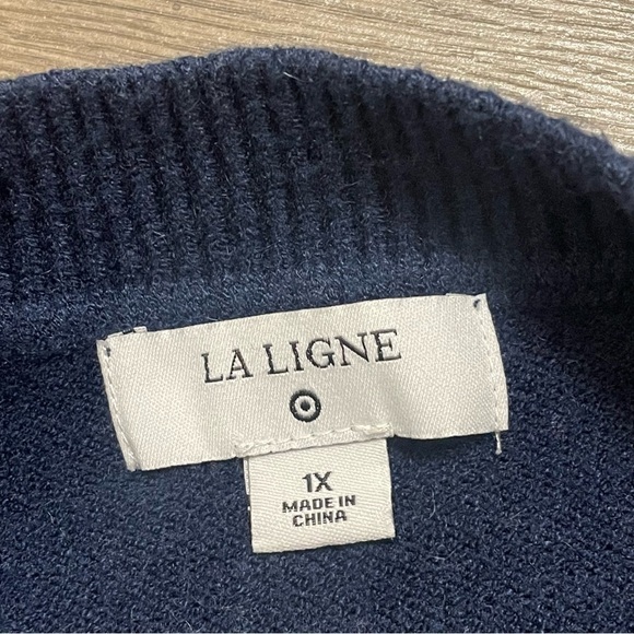 La Ligne x Target Navy Blue Red Striped Sweater Women Plus 1X Crew Neck Cashmere - Picture 6 of 8